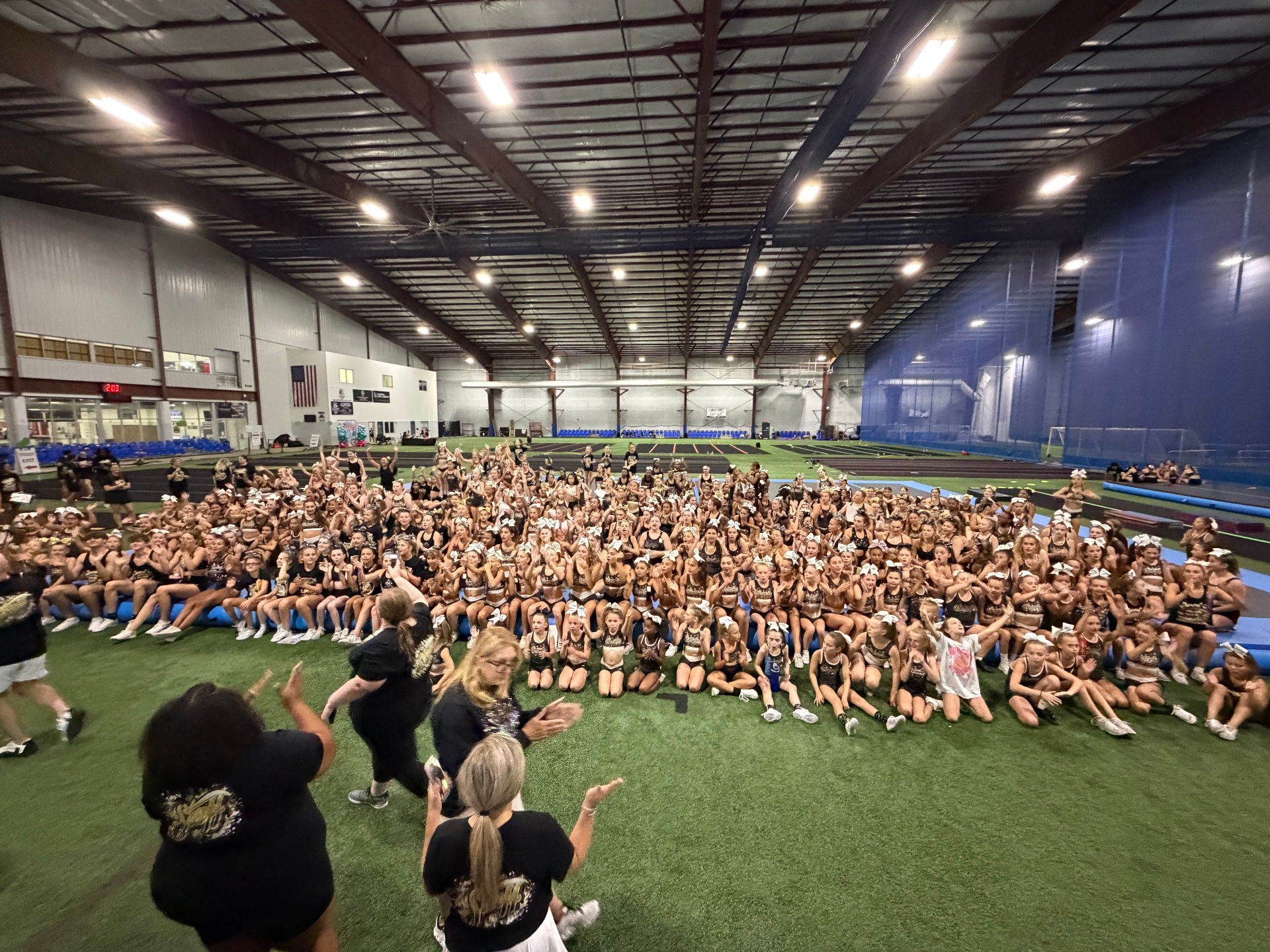 Athletes gathered in the arena during camp